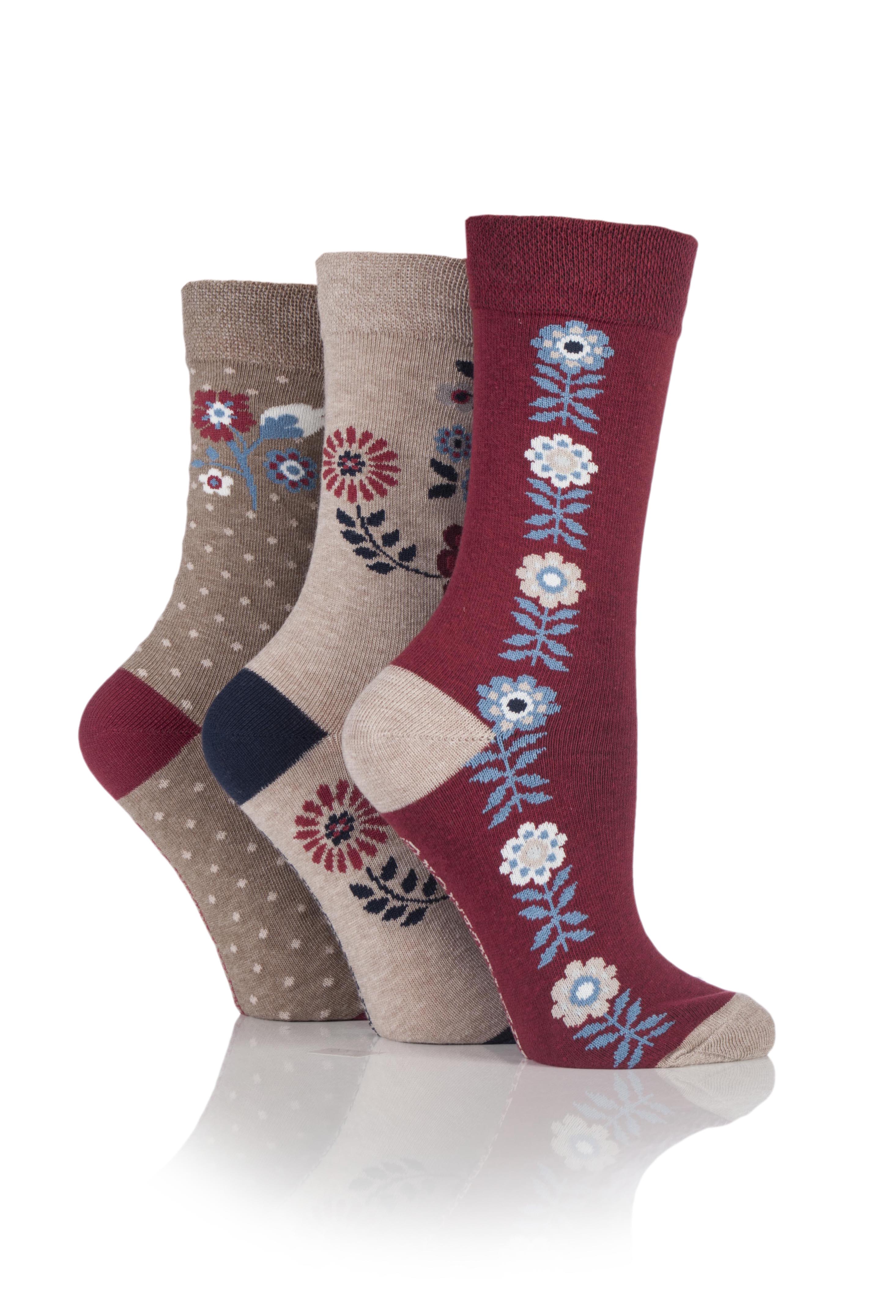 Jennifer Anderton Pack of 3 Floral Design Socks Jennifer Anderton Pack of 3 Floral Design Socks