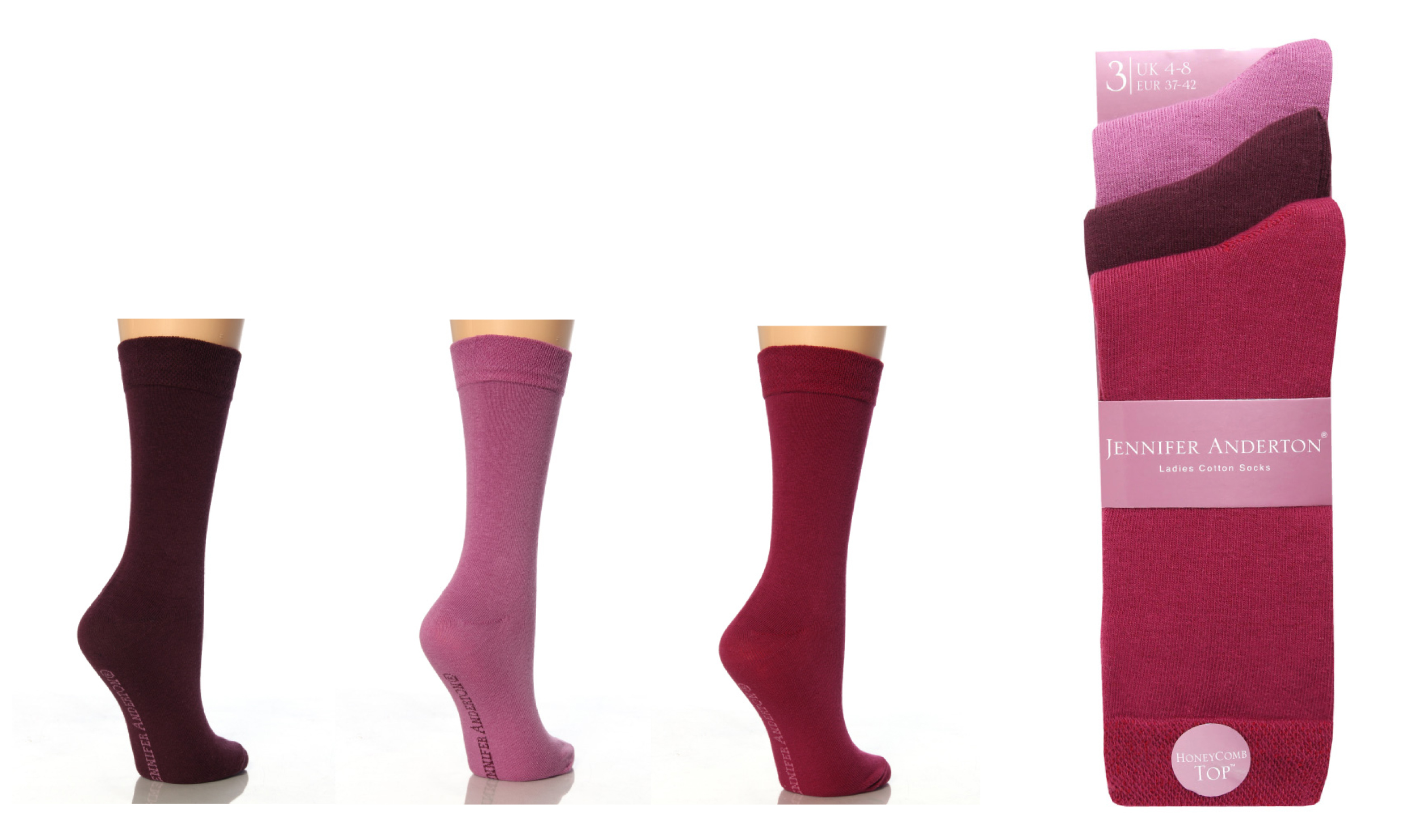 Jennifer Anderton Pack of 3 Honeycomb Top Socks Jennifer Anderton Pack of 3 Honeycomb Top Socks