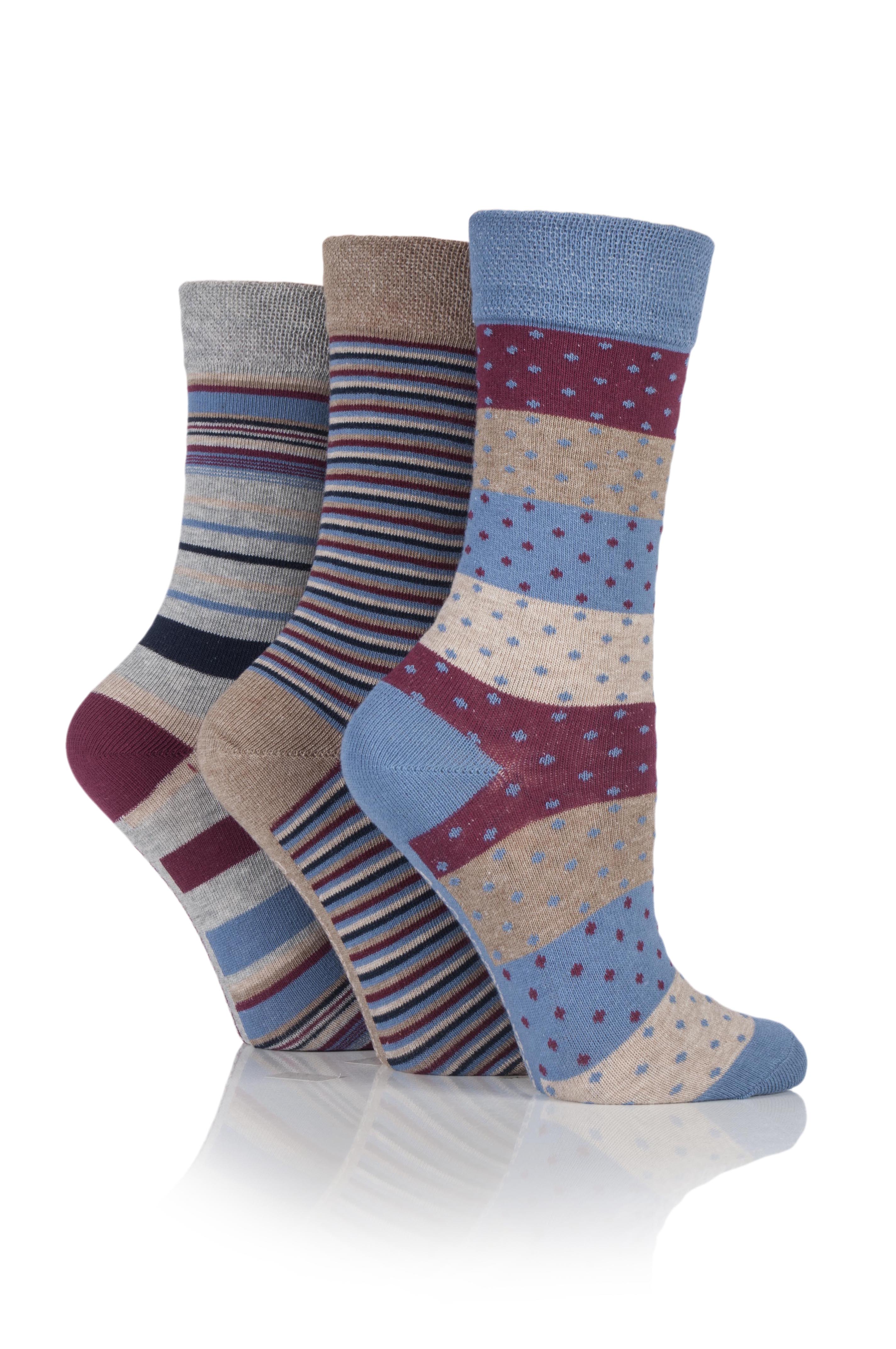 Jennifer Anderton Pack of 3 Stripe Spot Design Socks Jennifer Anderton Pack of 3 Stripe Spot Design Socks