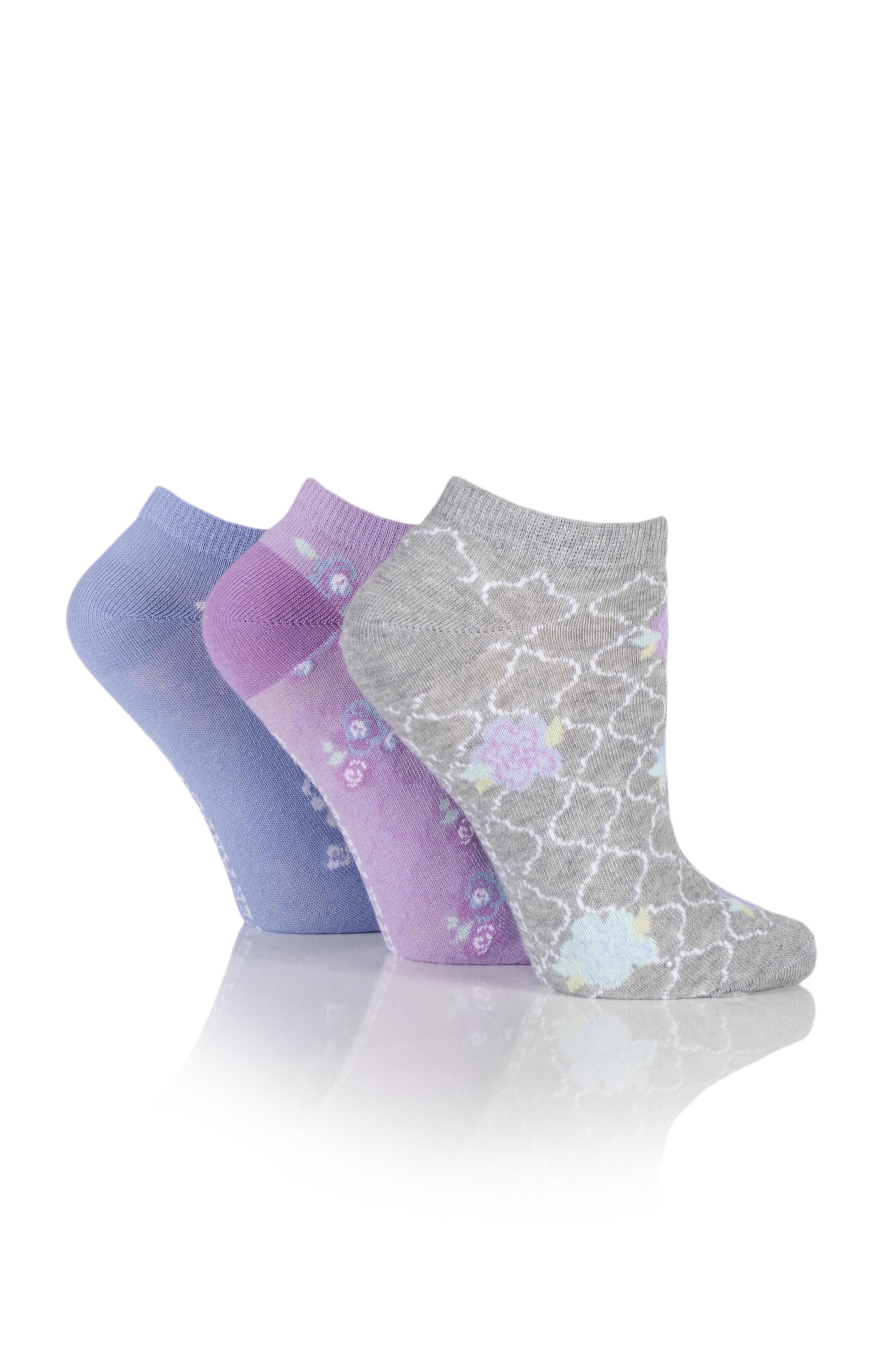 Jennifer Anderton Pack of 3 Floral Pattern Trainer Socks Jennifer Anderton Pack of 3 Floral Pattern Trainer Socks